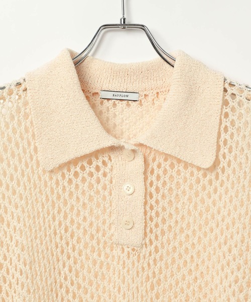 BAYFLOW（ベイフロー）の「[ドライタッチな肌ざわり]ショートニットポロシャツ（ポロシャツ・レディース・イエロー/オフホワイト/ブラック・FREE）」の17枚目の写真