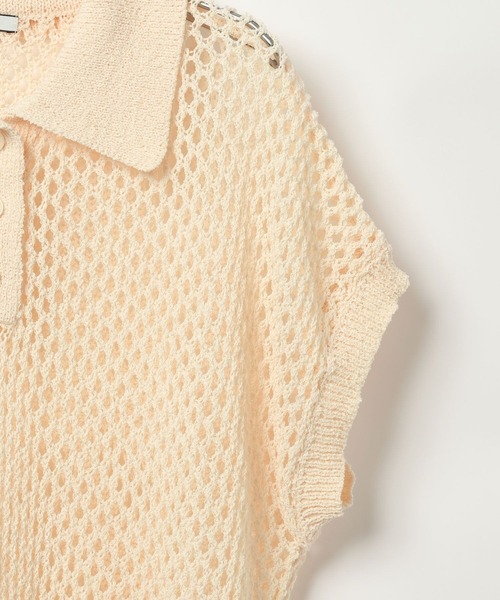 BAYFLOW（ベイフロー）の「[ドライタッチな肌ざわり]ショートニットポロシャツ（ポロシャツ・レディース・イエロー/オフホワイト/ブラック・FREE）」の16枚目の写真