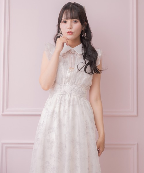 ROJITA ロジータ フリルスリーブ花柄ロングワンピース ピンク ロジータ ROJITA 花柄ロングワンピース （ピンク） -靴