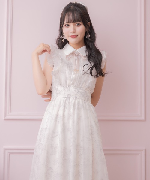 ロジータフリルスリーブ花柄ロングワンピース セール】フリルスリーブ花柄ロングワンピース(ワンピース