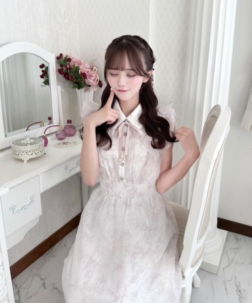 rojita フリルスリーブ花柄ロングワンピース フリルスリーブ花柄ロングワンピース（ワンピース）｜ROJITA