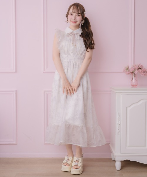 予約販売スタート】フリルスリーブ花柄ロングワンピース（ワンピース
