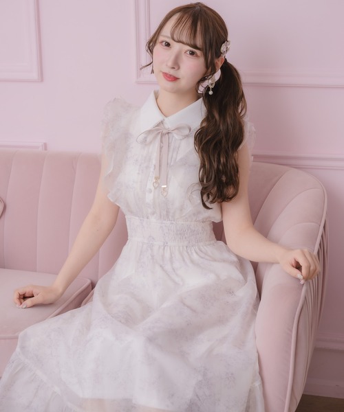 フリルスリーブ花柄ロングワンピース（ワンピース）｜ROJITA（ロジータ