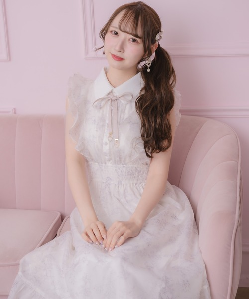フリルスリーブ花柄ロングワンピース（ワンピース）｜ROJITA（ロジータ