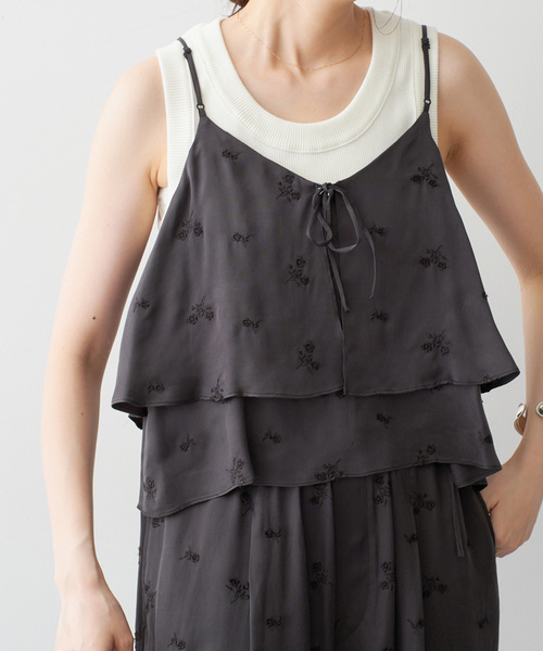 【TICCA】シルク2WAYビスチェ ブラックドット TICCA / ティッカ フラワー2wayビスチェ（キャミソール）｜TICCA