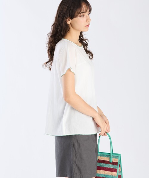 To b. by agnes b.(トゥービーバイアニエスベー)の「コットンローン 半袖 ブラウス(シャツ/ブラウス・レディース・ホワイト・40/38/36)」の6枚目の写真