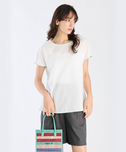 To b. by agnes b.(トゥービーバイアニエスベー)の「コットンローン 半袖 ブラウス(シャツ/ブラウス・レディース・ホワイト・40/38/36)」の1枚目の写真