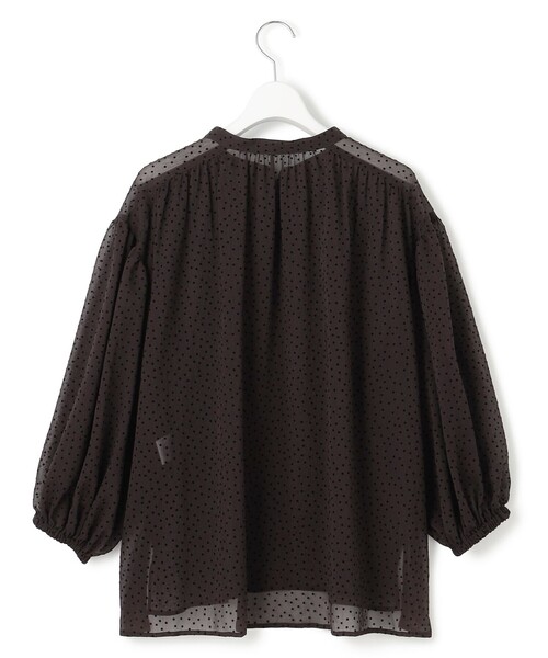 セール】【洗える】ドットフロッキー ボリュームスリーブ ブラウス