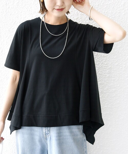 Drawer ヘムフレア　ショートスリーブ　トップス セール】ヘムフレア ショート スリーブ プルオーバー（Tシャツ