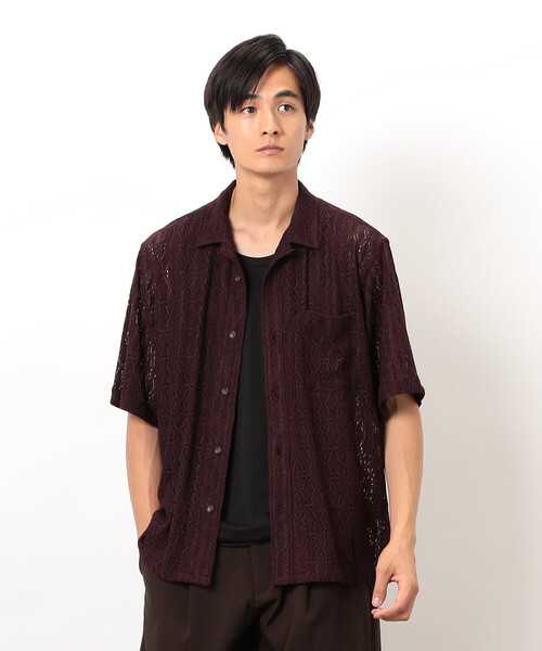 COMME CA ISM（コムサイズム）の「透かし柄レース オープンシャツ（シャツ/ブラウス・メンズ・ブラック/カーキ/ボルドー・MEDIUM/LARGE）」の12枚目の写真