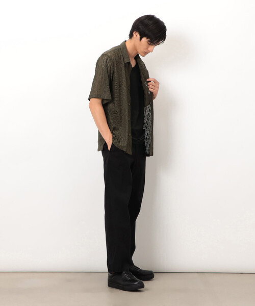 COMME CA ISM（コムサイズム）の「透かし柄レース オープンシャツ（シャツ/ブラウス・メンズ・ブラック/カーキ/ボルドー・MEDIUM/LARGE）」の5枚目の写真