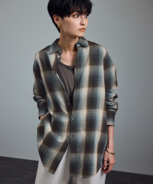AMERICANA（アメリカーナ）の「【Americana（アメリカーナ） for SALON】別注チェックシャツ（シャツ/ブラウス・レディース・ブルー系その他4/ブラウン・FREE）」の2枚目の写真
