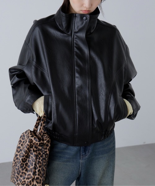 FREE'S MART(フリーズマート)の「◆スタンド合皮ブルゾン(ブルゾン・レディース・ブラウン/ブラウン系その他/ブラック・SMALL/MEDIUM)」の6枚目の写真