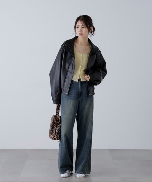 FREE'S MART(フリーズマート)の「◆スタンド合皮ブルゾン(ブルゾン・レディース・ブラウン/ブラウン系その他/ブラック・SMALL/MEDIUM)」の10枚目の写真