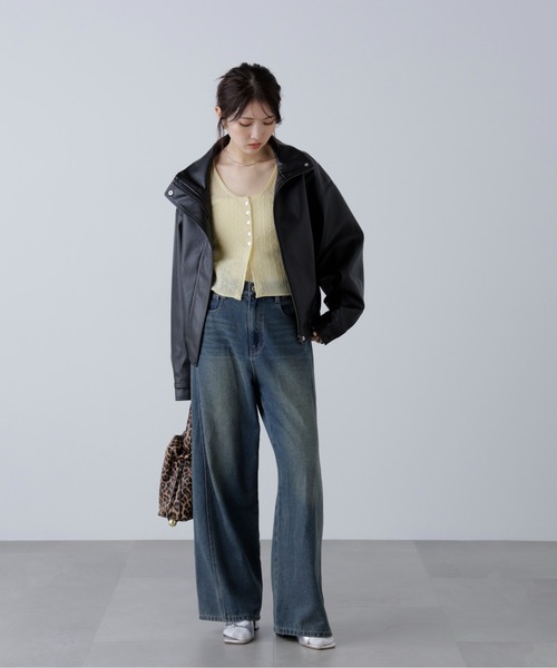 FREE'S MART(フリーズマート)の「◆スタンド合皮ブルゾン(ブルゾン・レディース・ブラウン/ブラウン系その他/ブラック・SMALL/MEDIUM)」の12枚目の写真