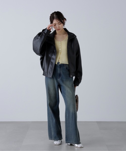 FREE'S MART(フリーズマート)の「◆スタンド合皮ブルゾン(ブルゾン・レディース・ブラウン/ブラウン系その他/ブラック・SMALL/MEDIUM)」の13枚目の写真