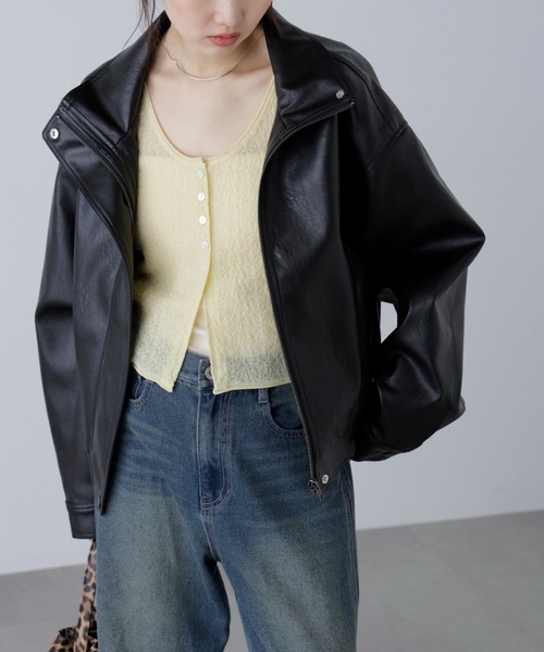 FREE'S MART(フリーズマート)の「◆スタンド合皮ブルゾン(ブルゾン・レディース・ブラウン/ブラウン系その他/ブラック・SMALL/MEDIUM)」の14枚目の写真