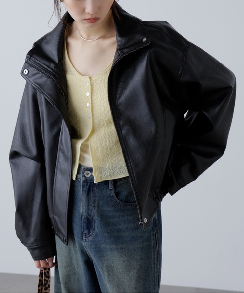 FREE'S MART(フリーズマート)の「◆スタンド合皮ブルゾン(ブルゾン・レディース・ブラウン/ブラウン系その他/ブラック・SMALL/MEDIUM)」の16枚目の写真