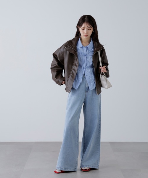 FREE'S MART(フリーズマート)の「◆スタンド合皮ブルゾン(ブルゾン・レディース・ブラウン/ブラウン系その他/ブラック・SMALL/MEDIUM)」の21枚目の写真