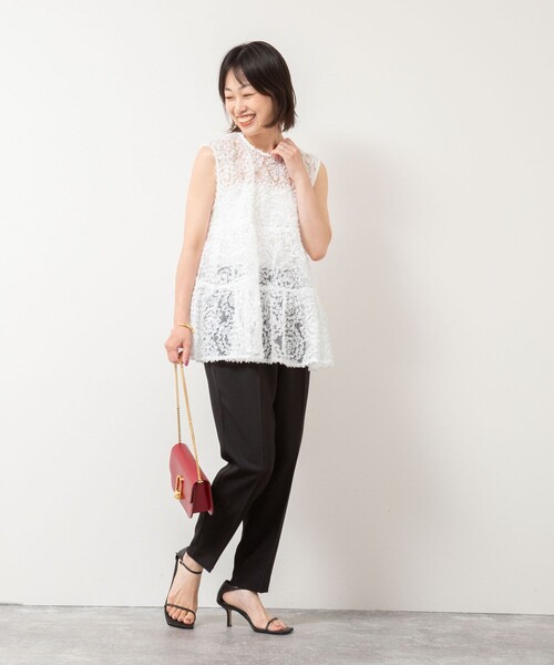 NOLLEY’S（ノーリーズ）の「フラワーチュールティアードブラウス（シャツ/ブラウス・レディース・ホワイト/ブラック・38）」の5枚目の写真