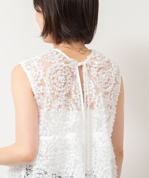 NOLLEY’S（ノーリーズ）の「フラワーチュールティアードブラウス（シャツ/ブラウス・レディース・ホワイト/ブラック・38）」の8枚目の写真