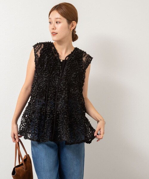 NOLLEY’S（ノーリーズ）の「フラワーチュールティアードブラウス（シャツ/ブラウス・レディース・ホワイト/ブラック・38）」の12枚目の写真