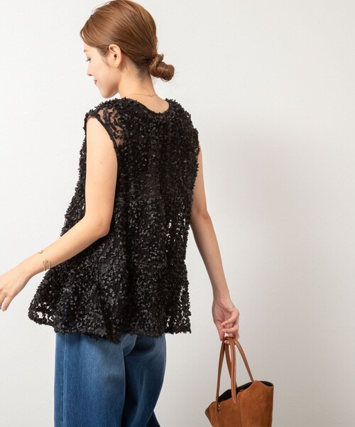 NOLLEY’S（ノーリーズ）の「フラワーチュールティアードブラウス（シャツ/ブラウス・レディース・ホワイト/ブラック・38）」の13枚目の写真