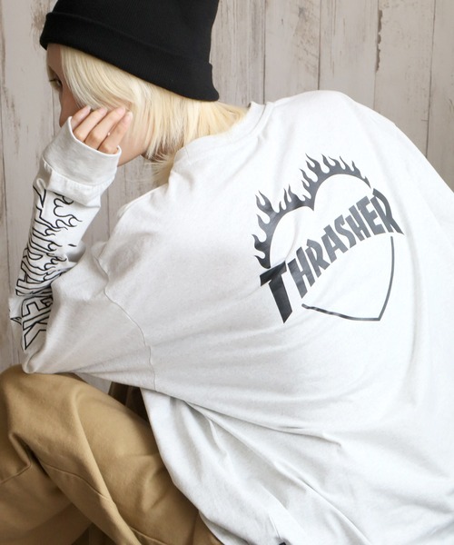 THRASHER（スラッシャー）の「【THRASHER/スラッシャー】ハートモチーフデザイン ロングスリーブTシャツ（Tシャツ/カットソー・メンズ・ブラック/アッシュグレー/ホワイト/ブラウン・M/L/XL）」の3枚目の写真