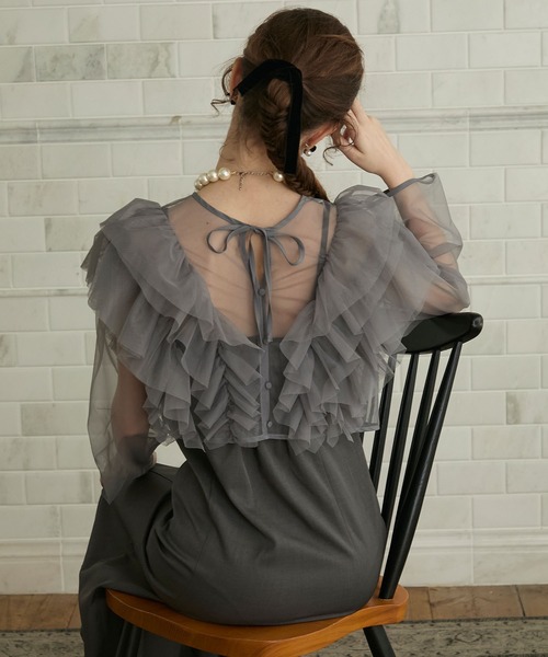 前後2WAYチュールフリルトップス＆キャミソールワンピースの2点セットマーメイド ガール GIRL 前後2WAYチュールフリルトップス＆キャミソール