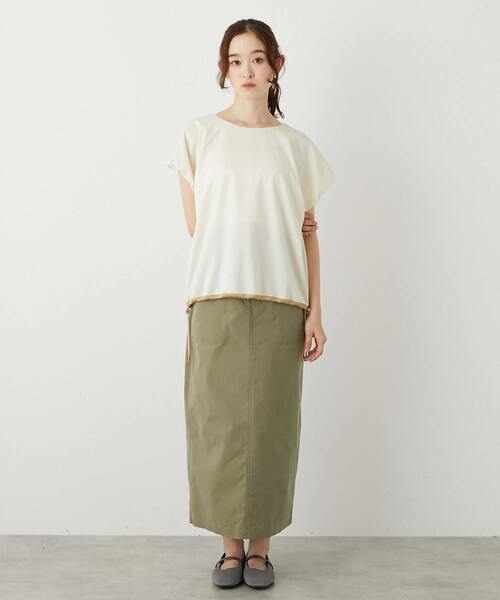 MELROSE claire(メルローズ クレール)の「【ドローコードタックプルオーバー】(Tシャツ/カットソー・レディース・ブラック/アイボリー/ブラウン・FREE)」の4枚目の写真