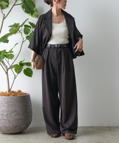 COLONY 2139（コロニートゥーワンスリーナイン）の「5分袖テーラードショートジャケット（テーラードジャケット・レディース・ブラック/ブラウン・FREE）」の7枚目の写真