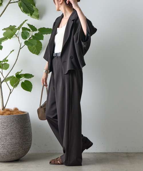 COLONY 2139（コロニートゥーワンスリーナイン）の「5分袖テーラードショートジャケット（テーラードジャケット・レディース・ブラック/ブラウン・FREE）」の8枚目の写真