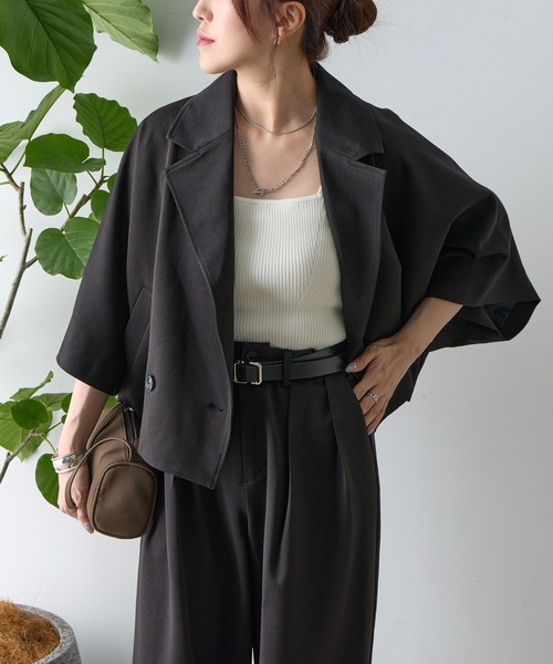 COLONY 2139（コロニートゥーワンスリーナイン）の「5分袖テーラードショートジャケット（テーラードジャケット・レディース・ブラック/ブラウン・FREE）」の3枚目の写真