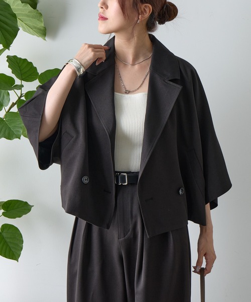 COLONY 2139（コロニートゥーワンスリーナイン）の「5分袖テーラードショートジャケット（テーラードジャケット・レディース・ブラック/ブラウン・FREE）」の6枚目の写真