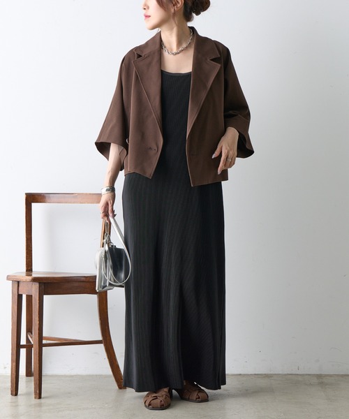 COLONY 2139（コロニートゥーワンスリーナイン）の「5分袖テーラードショートジャケット（テーラードジャケット・レディース・ブラック/ブラウン・FREE）」の15枚目の写真