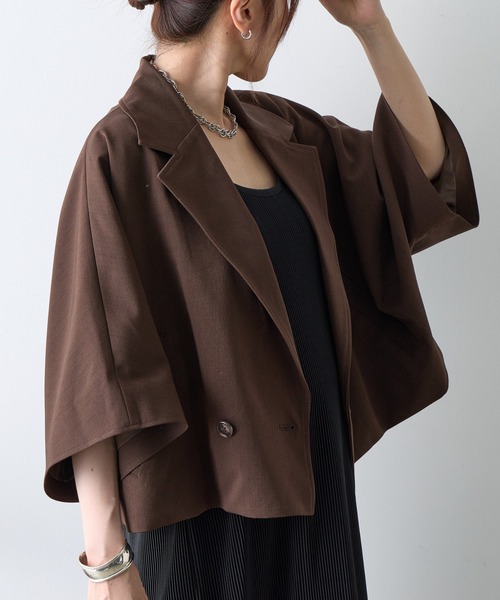 COLONY 2139（コロニートゥーワンスリーナイン）の「5分袖テーラードショートジャケット（テーラードジャケット・レディース・ブラック/ブラウン・FREE）」の14枚目の写真