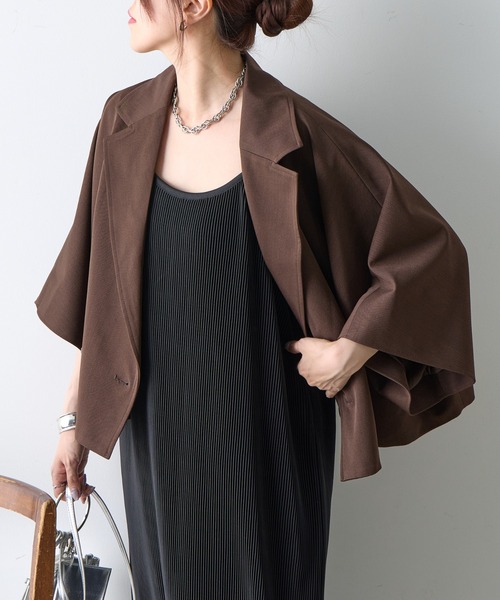COLONY 2139（コロニートゥーワンスリーナイン）の「5分袖テーラードショートジャケット（テーラードジャケット・レディース・ブラック/ブラウン・FREE）」の12枚目の写真