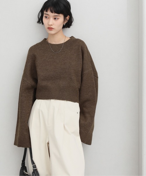 NOGLE（ノグル）の「【NOGLE/ノグル】ショートルーズリブニット（ニット/セーター・レディース・ブラック/ネイビー/レッド/グレー/オートミール/ブラウン系/グレイッシュベージュ・FREE）」の8枚目の写真