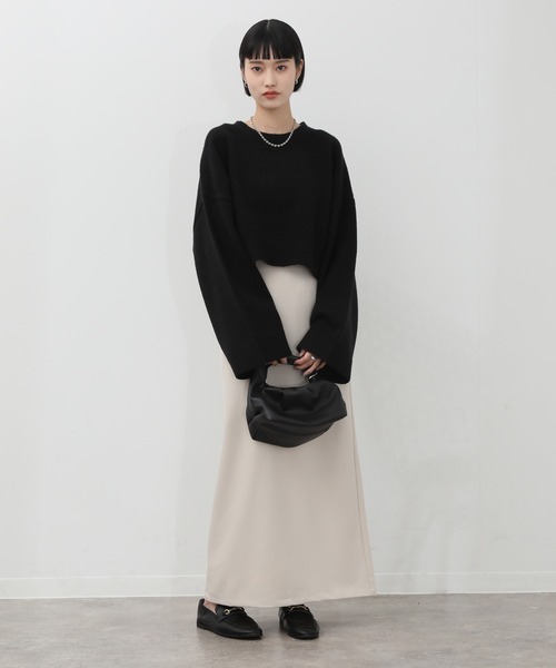 NOGLE（ノグル）の「【NOGLE/ノグル】ショートルーズリブニット（ニット/セーター・レディース・ブラック/ネイビー/レッド/グレー/オートミール/ブラウン系/グレイッシュベージュ・FREE）」の16枚目の写真