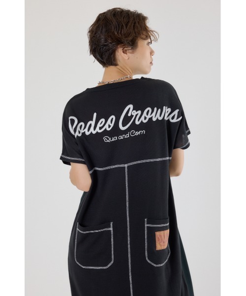 RODEO CROWNS WIDE BOWL（ロデオクラウンズワイドボウル）の「配色ステッチニットコンビワンピース（ワンピース・レディース・オフホワイト/ブルー/ブラック/カーキ・FREE）」の10枚目の写真