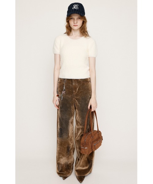 SLY（スライ）の「SHAGGY YARN T/SH シャギーヤーン ティーシャツ 秋服 冬服 半袖 春服（ニット/セーター・レディース・ライトブラック/ブラウン系その他2/アイボリー・FREE）」の4枚目の写真