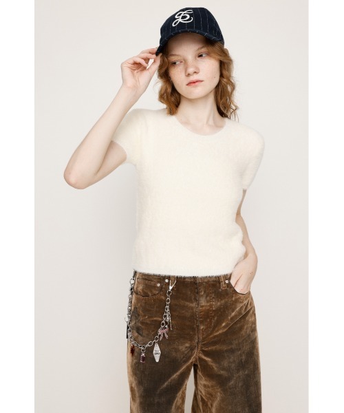 SLY（スライ）の「SHAGGY YARN T/SH シャギーヤーン ティーシャツ 秋服 冬服 半袖 春服（ニット/セーター・レディース・ライトブラック/ブラウン系その他2/アイボリー・FREE）」の5枚目の写真