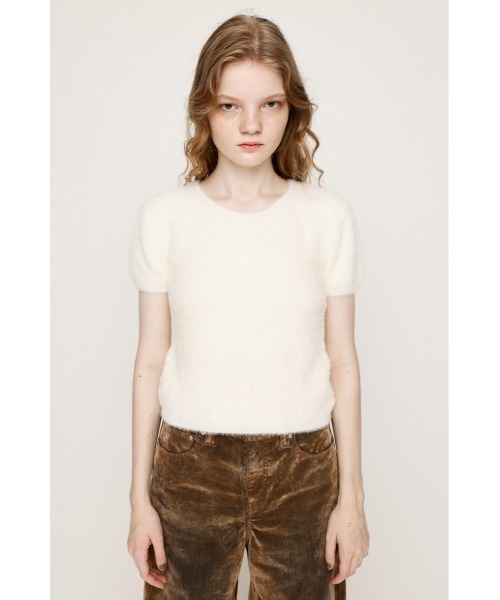 SLY（スライ）の「SHAGGY YARN T/SH シャギーヤーン ティーシャツ 秋服 冬服 半袖 春服（ニット/セーター・レディース・ライトブラック/ブラウン系その他2/アイボリー・FREE）」の6枚目の写真