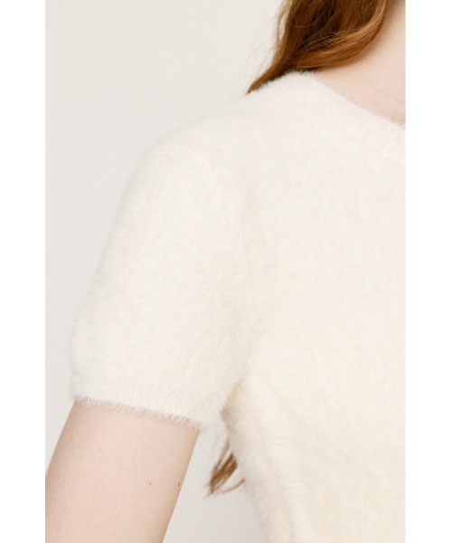 SLY（スライ）の「SHAGGY YARN T/SH シャギーヤーン ティーシャツ 秋服 冬服 半袖 春服（ニット/セーター・レディース・ライトブラック/ブラウン系その他2/アイボリー・FREE）」の10枚目の写真