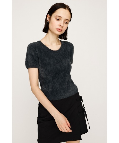 SLY（スライ）の「SHAGGY YARN T/SH シャギーヤーン ティーシャツ 秋服 冬服 半袖 春服（ニット/セーター・レディース・ライトブラック/ブラウン系その他2/アイボリー・FREE）」の13枚目の写真