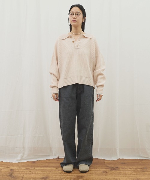 fig Ｌondon（フィグロンドン）の「_AIR WOOL polo（ニット/セーター・レディース・アイボリー/ピンク/ネイビー/ダークブラウン・FREE）」の13枚目の写真