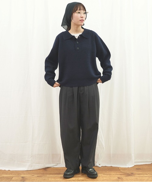 fig Ｌondon（フィグロンドン）の「_AIR WOOL polo（ニット/セーター・レディース・アイボリー/ピンク/ネイビー/ダークブラウン・FREE）」の14枚目の写真