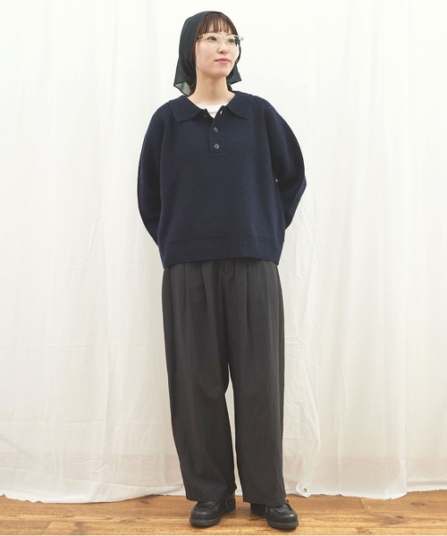 fig Ｌondon（フィグロンドン）の「_AIR WOOL polo（ニット/セーター・レディース・アイボリー/ピンク/ネイビー/ダークブラウン・FREE）」の19枚目の写真