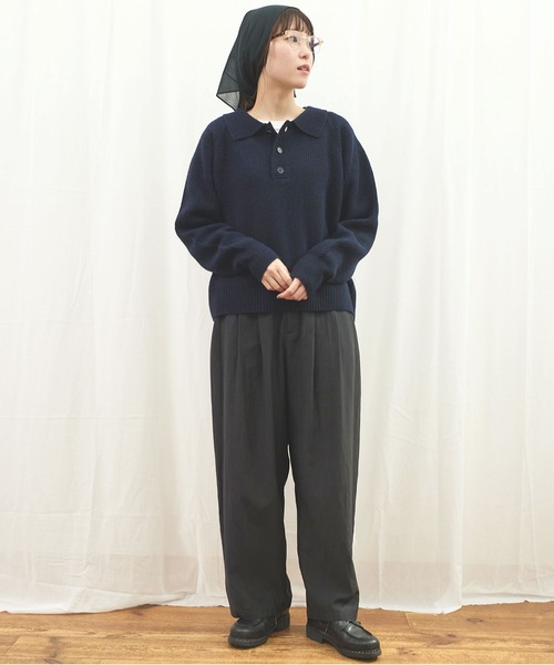 fig Ｌondon（フィグロンドン）の「_AIR WOOL polo（ニット/セーター・レディース・アイボリー/ピンク/ネイビー/ダークブラウン・FREE）」の20枚目の写真