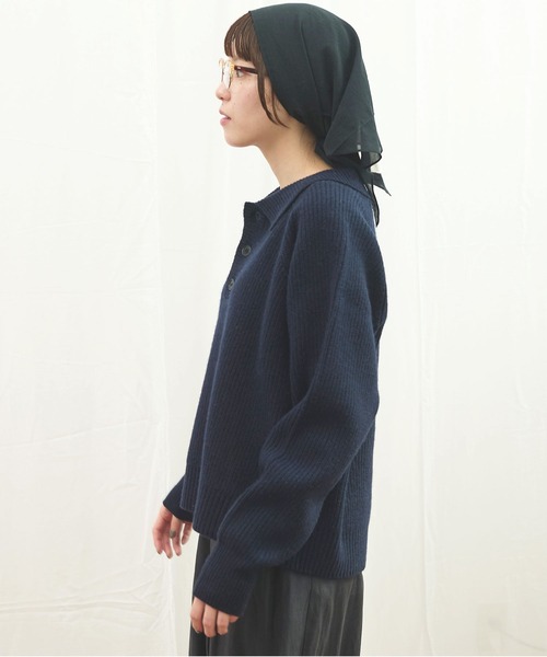 fig Ｌondon（フィグロンドン）の「_AIR WOOL polo（ニット/セーター・レディース・アイボリー/ピンク/ネイビー/ダークブラウン・FREE）」の18枚目の写真
